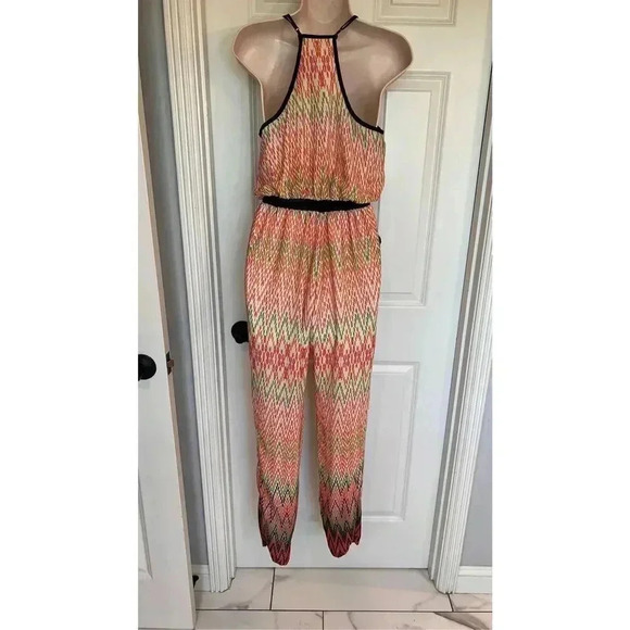 Haute Hanger Women’s M Pants Tank Top One Piece Romper Pockets Orange Green - Picture 5 of 12